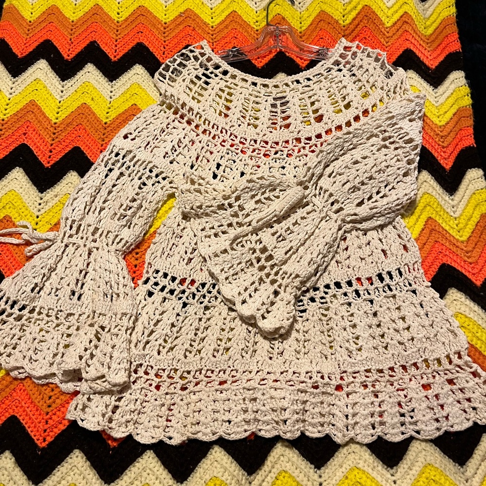 Crochet bell sleeve top